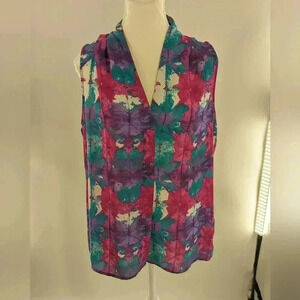 Laundry by Shelli Segal Women's Sleeveless Blouse Multicolor V-neck Size S